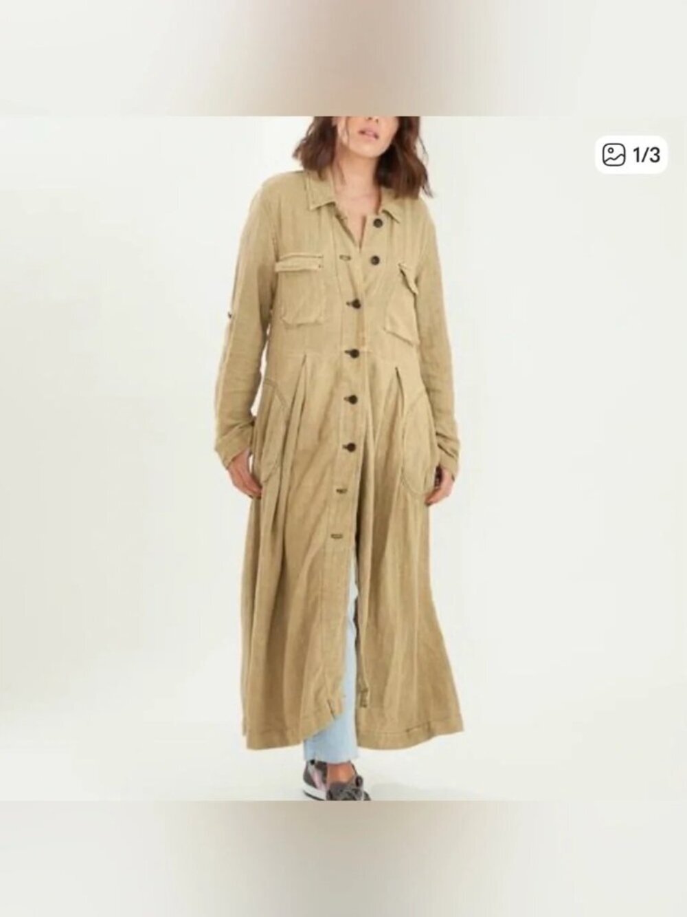Free people Raine Womens Button Front Utility-style Duster/Dress Size M Casual